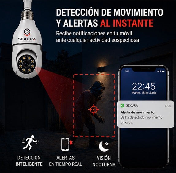 Vigia Pro - Cámara de seguridad inalámbrica adaptador bombilla