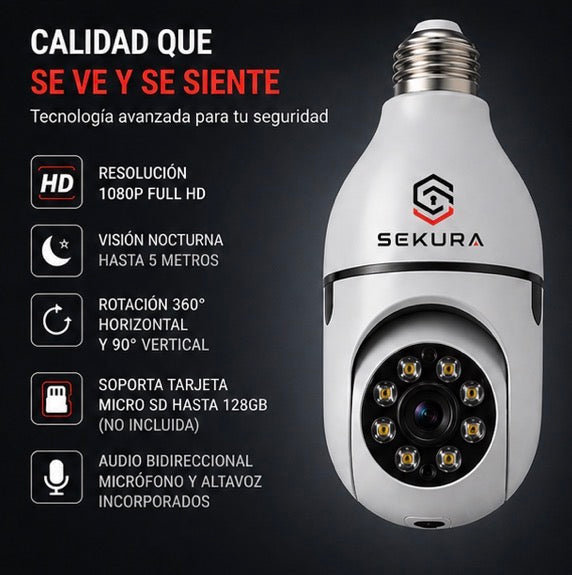 Vigia Pro - Cámara de seguridad inalámbrica adaptador bombilla
